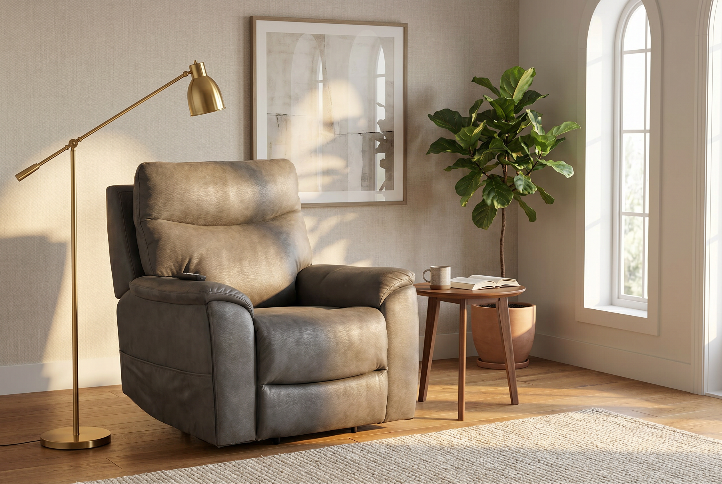 Serenity Slate Grey Ultra Infinite Position Lift Chair with Power Headrest, Heat, Massage & Wireless Charging Ornate Furniture