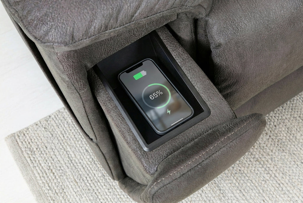 Serenity Slate Grey Ultra Infinite Position Lift Chair with Power Headrest, Heat, Massage & Wireless Charging Ornate Furniture