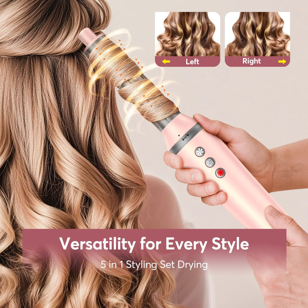 5 in 1 High-Speed Hot Air Styler Frizz-Free Fast Drying No Heat Damage Hair Dryer Curl Volumize Straighten with Travel Bag FLIPSTYLEZLLC