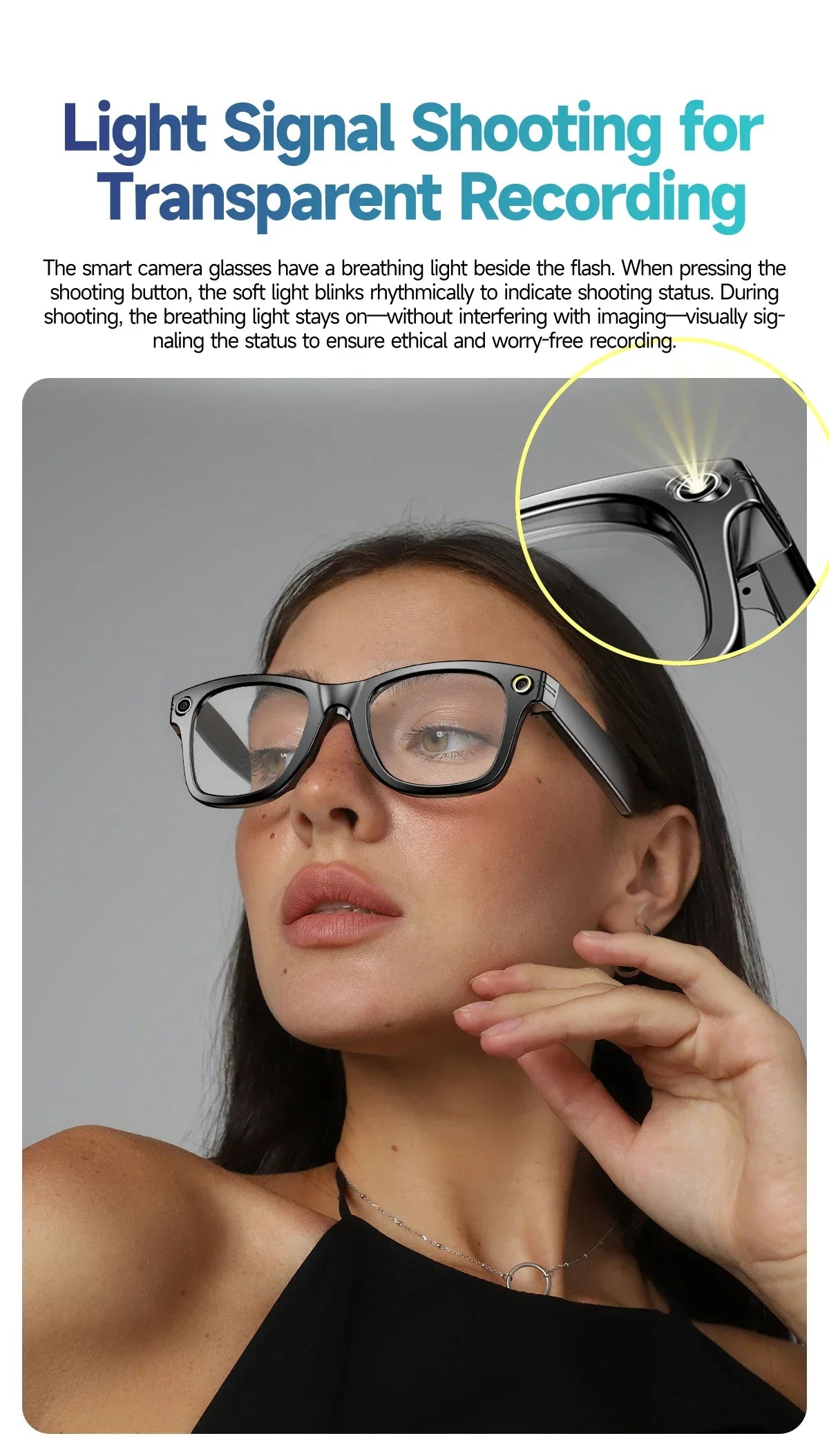 GUHUAVMI AI Smart Glasses with 8MP Camera Video Recording 100+ Languages Translation Sunglasses Bluetooth Call Music Play
