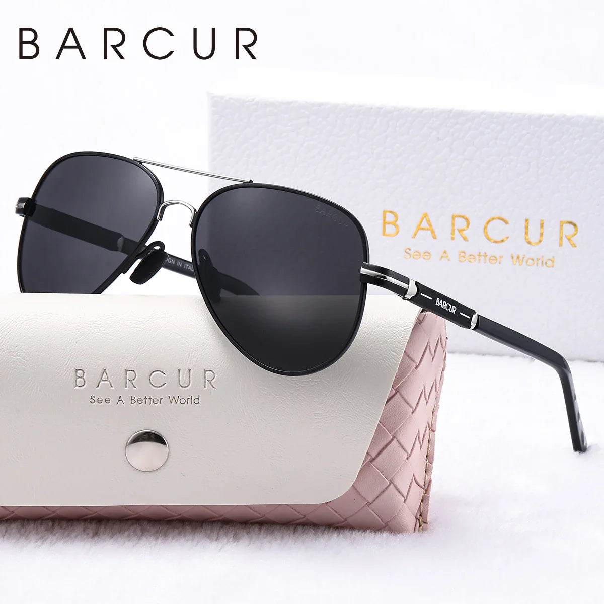 BARCUR Oversize Polarized Sunglasses for Women Trendy Double Beam Design Metal Elliptical Frame with UV400 Protection Fashionable Sun Glasses for Summer Outdoor & Daily Wear Stevvex