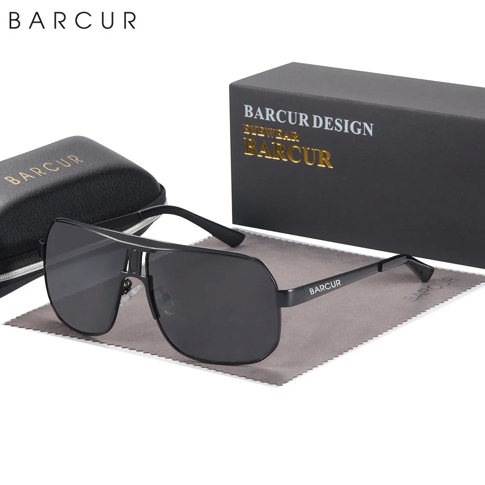BARCUR Polarized Sunglasses for Men – Trendy UV400 Gradient Lens Oval Comfortable Frame Sports Driving Hiking Fishing Outdoor Fashion Eyewear with Durable Stainless Steel Frame – Casual Apparel Accessory Gift for Him Stevvex