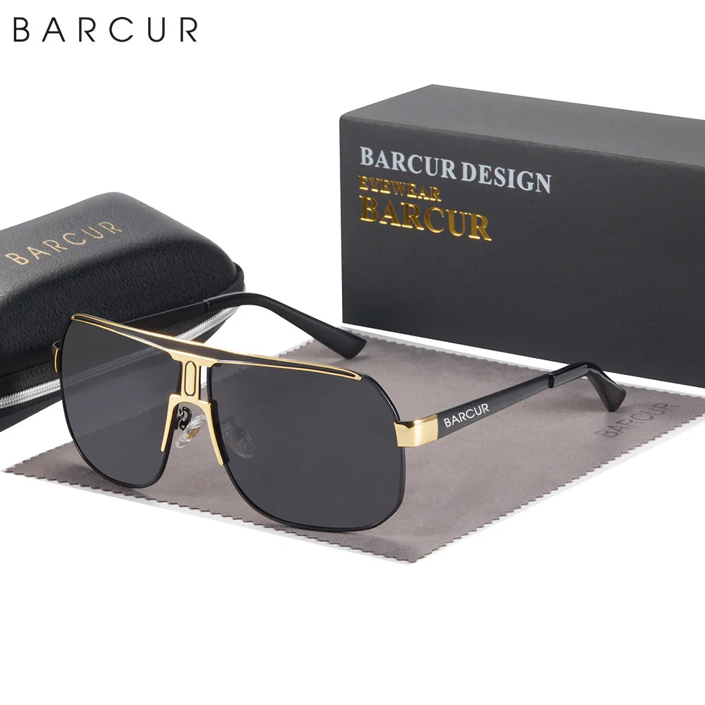 BARCUR Polarized Sunglasses for Men – Trendy UV400 Gradient Lens Oval Comfortable Frame Sports Driving Hiking Fishing Outdoor Fashion Eyewear with Durable Stainless Steel Frame – Casual Apparel Accessory Gift for Him Stevvex