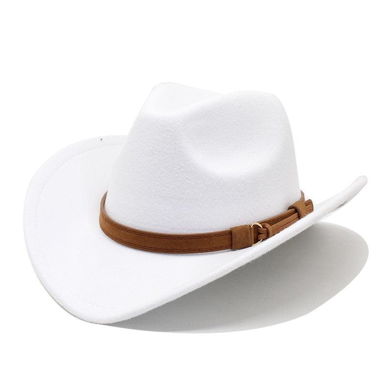 White Western Cowboy Cap For Men's Vintage Unique Water-Resistant Classic Cowboy Hat Wedding Party White Wool Wide Brim Fedoras Winter Luxury Elegant Hats For Autumn Stevvex