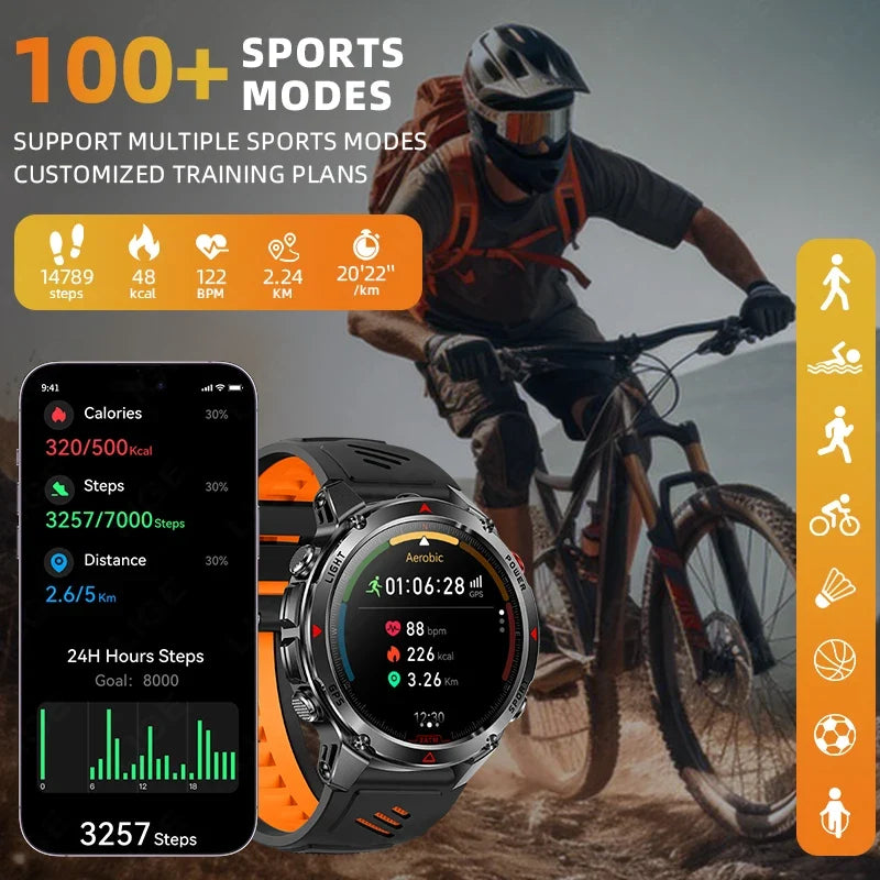 LIGE New Professional GPS Track Sports Smartwatch Outdoor RIDE Run Compass Altimeter 3ATM Fitness Bracelets 540mAh Watches