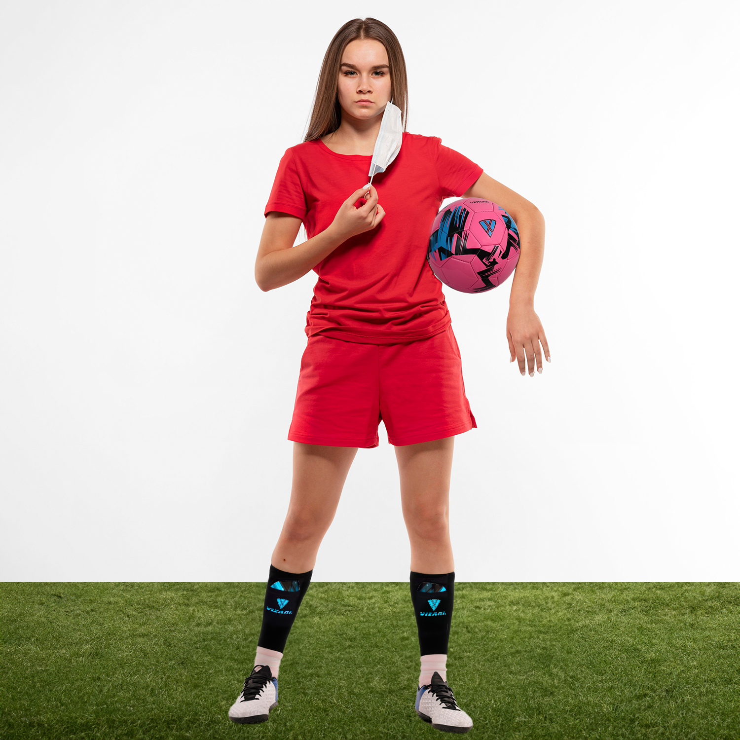 Salinas Soccer Shin Guard with Pocketed Sleeve-Sky/Black