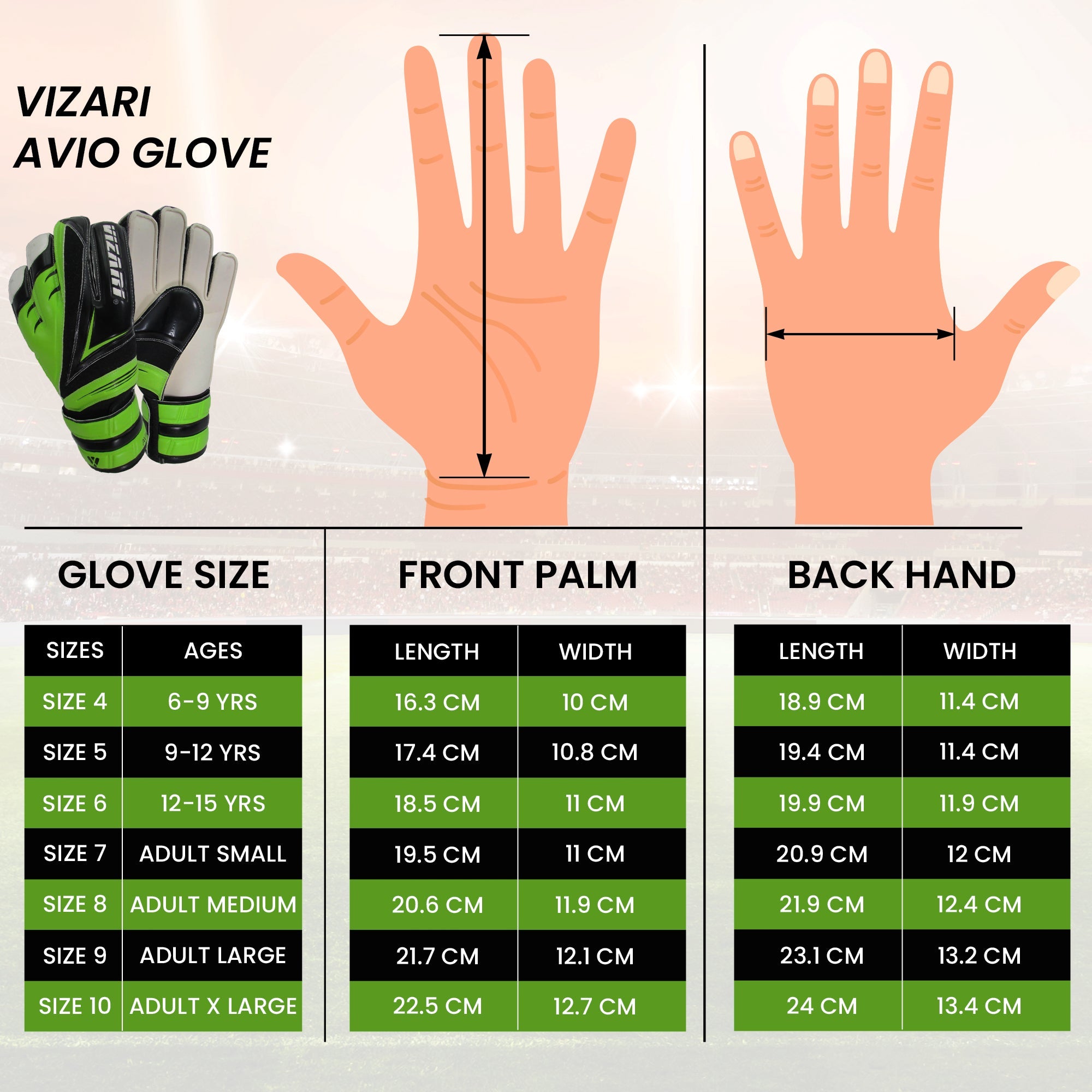 Avio F.P. Goalkeeping Glove-Black/Green Vizari Sports