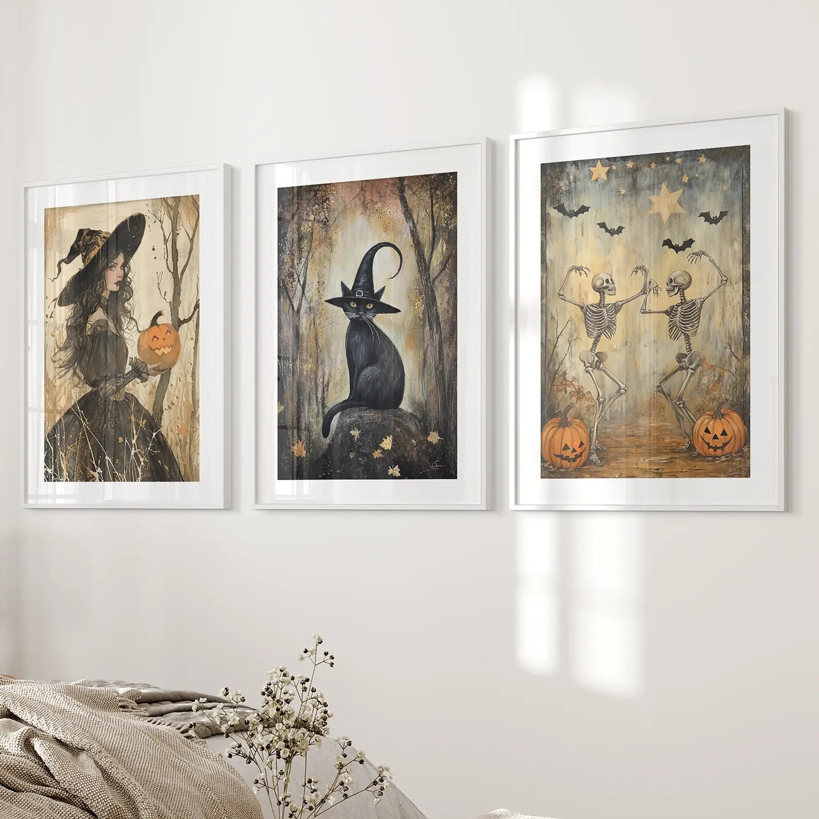Witchy Halloween Fall Decor Modern Wall Art Print Wall Art Set