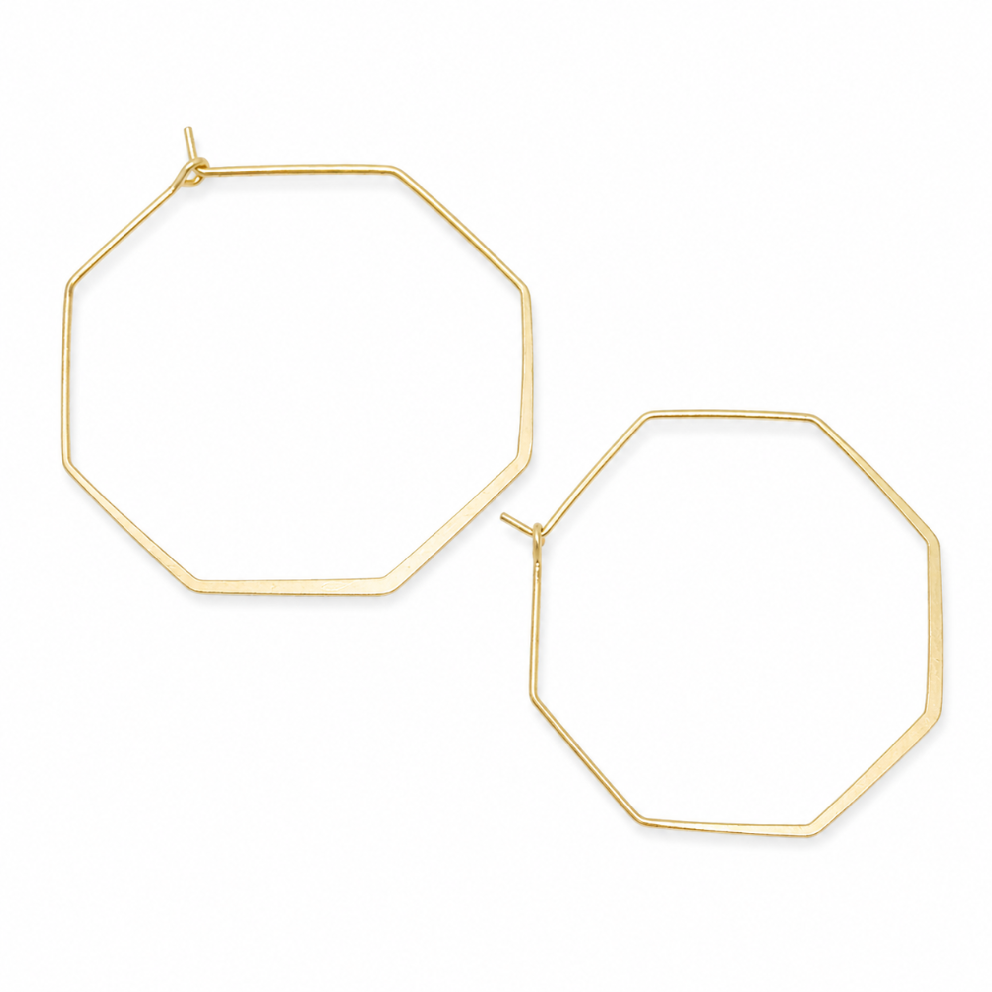 Ellison+Young Smaller Stylish Octagon Wire Hoop Earrings, Matte Gold