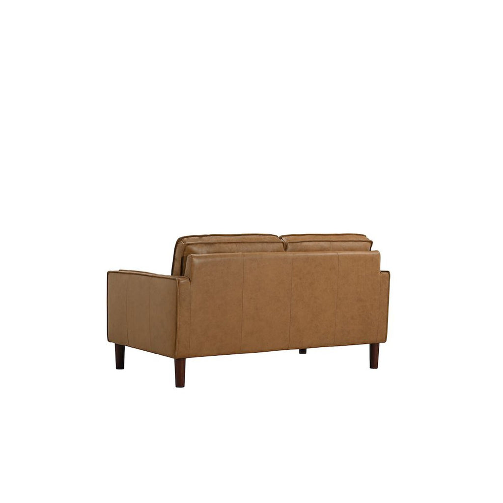 Soria Saddle Brown Top-Grain Leather Loveseat Ornate Furniture