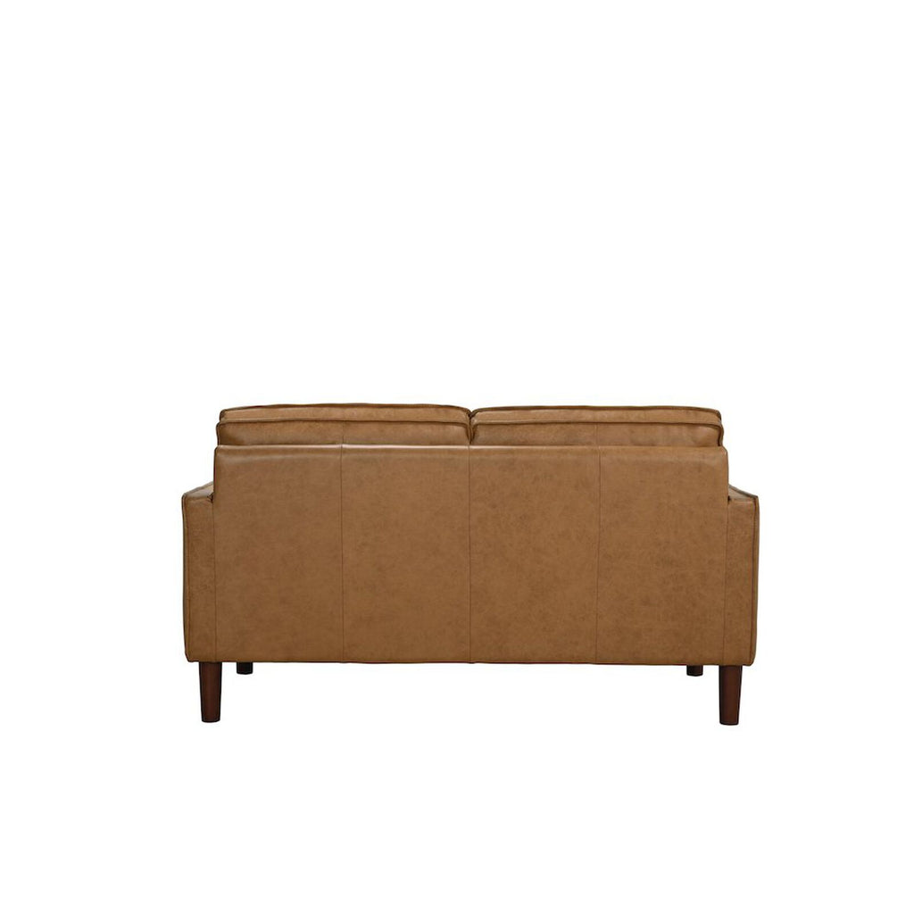 Soria Saddle Brown Top-Grain Leather Loveseat Ornate Furniture