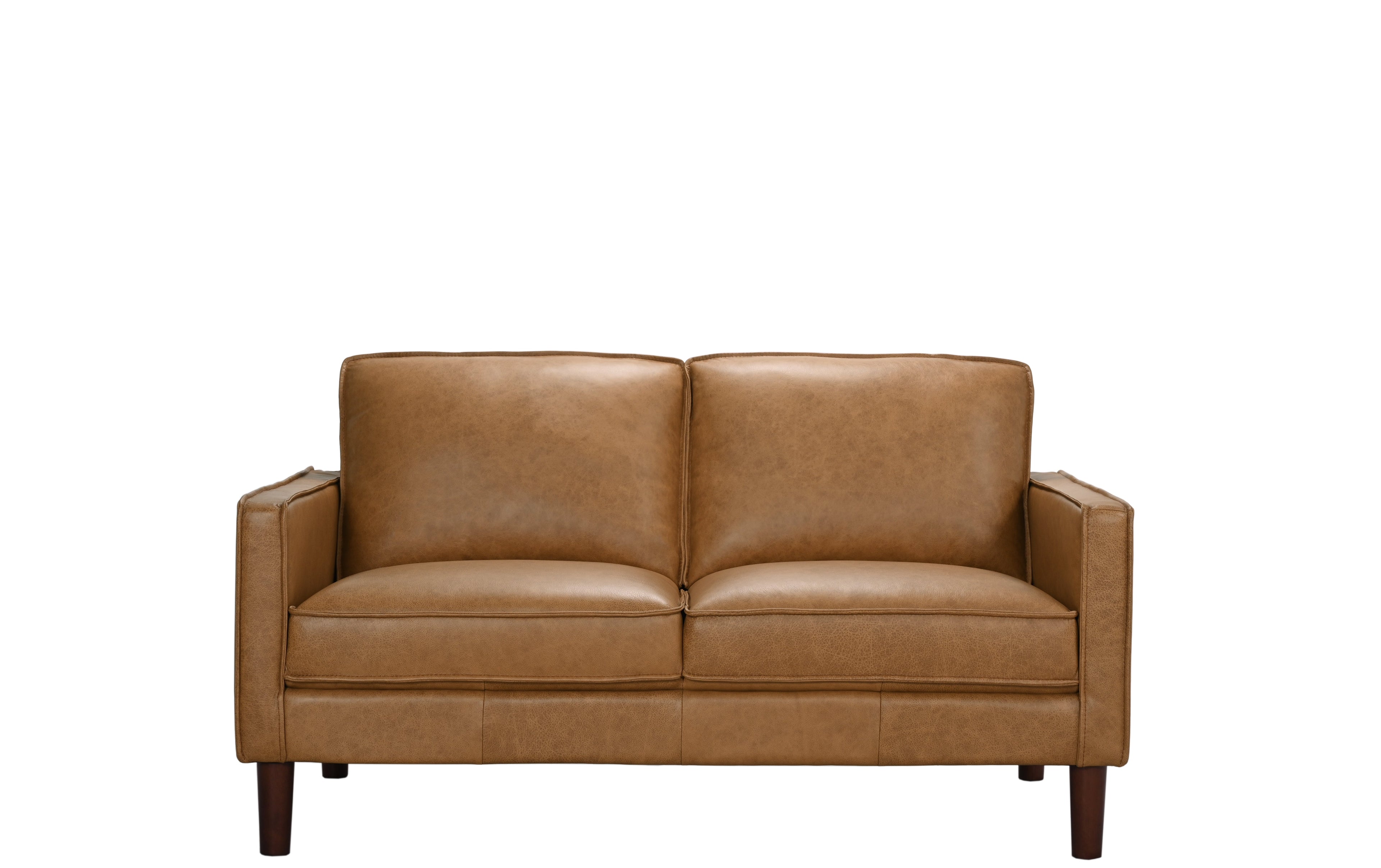 Soria Saddle Brown Top-Grain Leather Loveseat Ornate Furniture