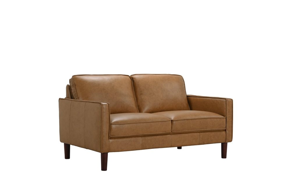 Soria Saddle Brown Top-Grain Leather Loveseat Ornate Furniture