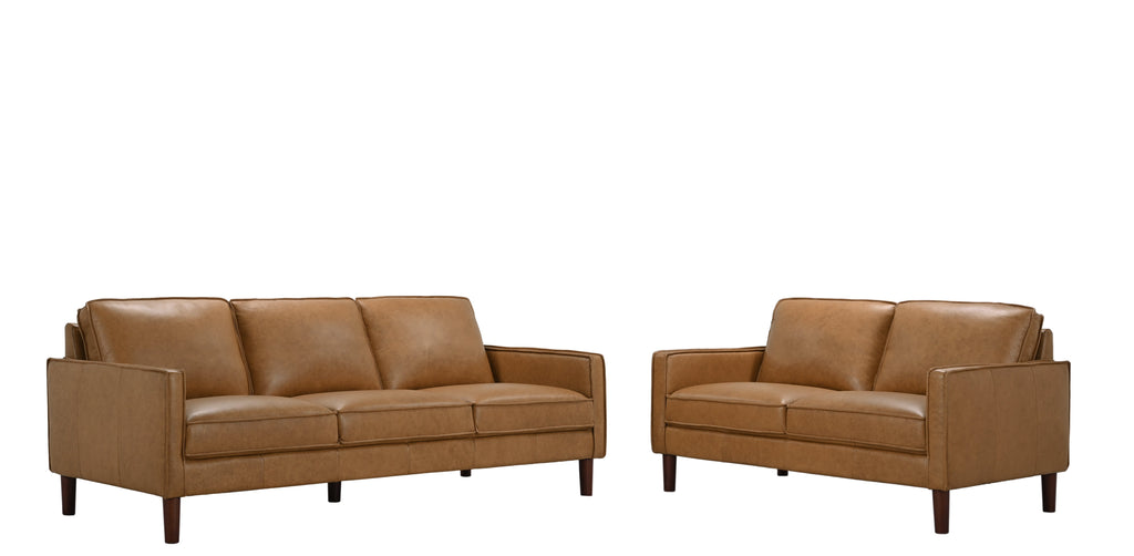 Soria Saddle Brown Top-Grain Leather Loveseat Ornate Furniture