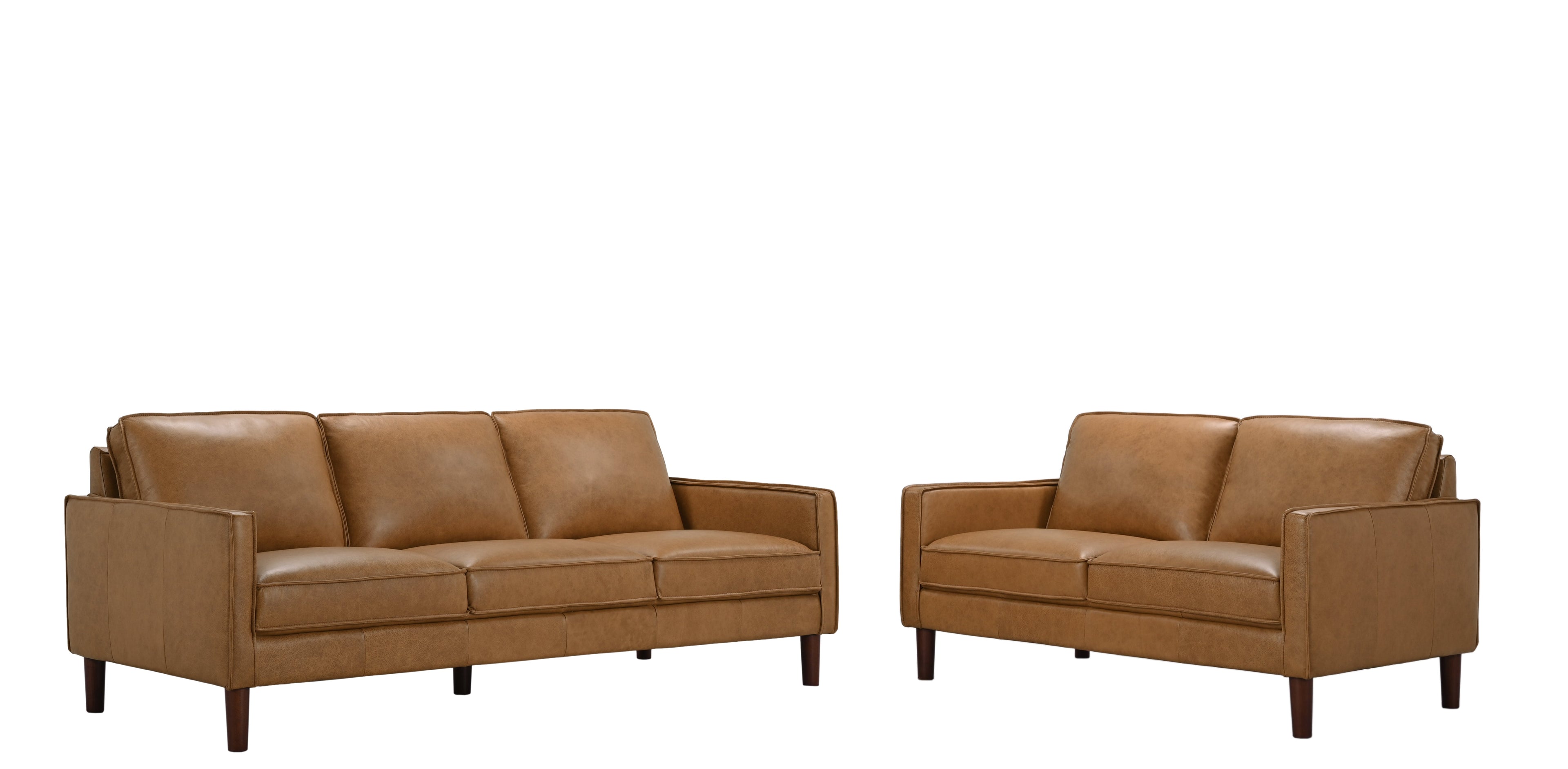 Soria Saddle Brown Top-Grain Leather Loveseat Ornate Furniture