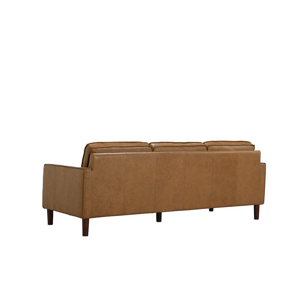 Soria Saddle Brown Top-Grain Leather Sofa Ornate Furniture