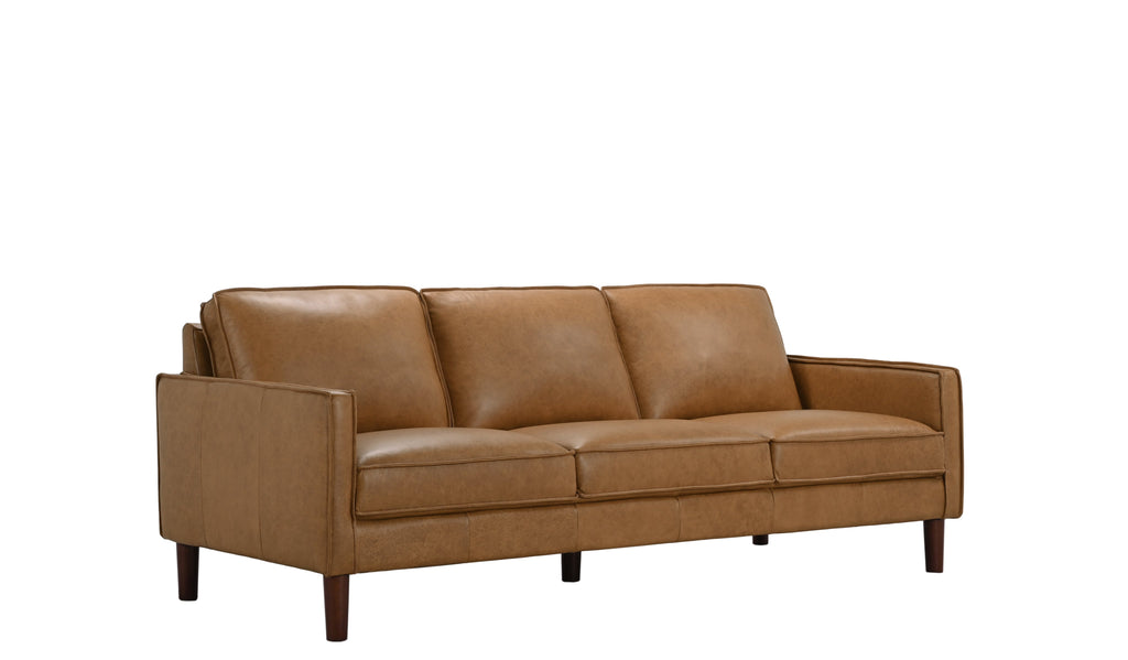 Soria Saddle Brown Top-Grain Leather Sofa Ornate Furniture