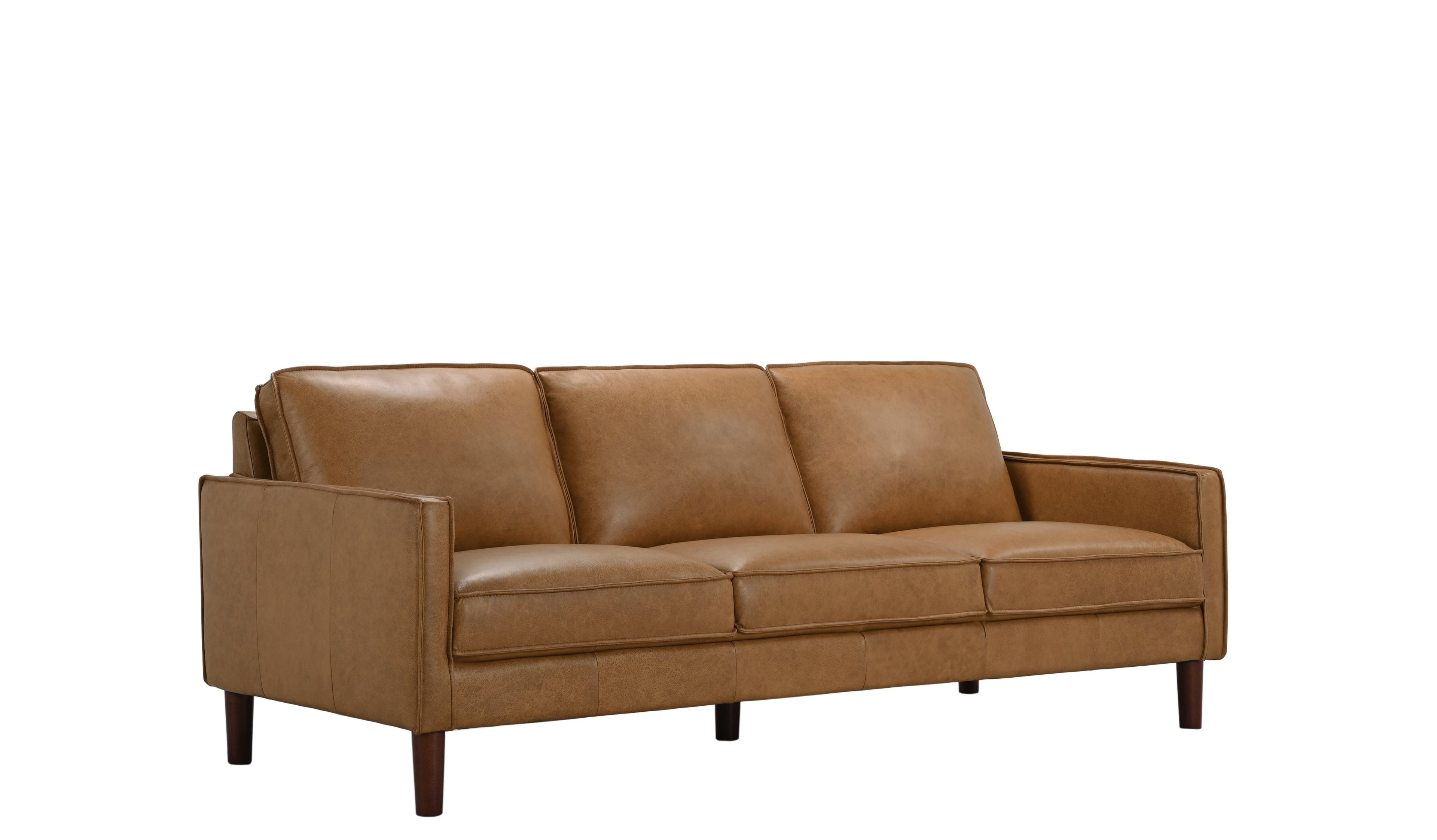 Soria Saddle Brown Top-Grain Leather Sofa Ornate Furniture