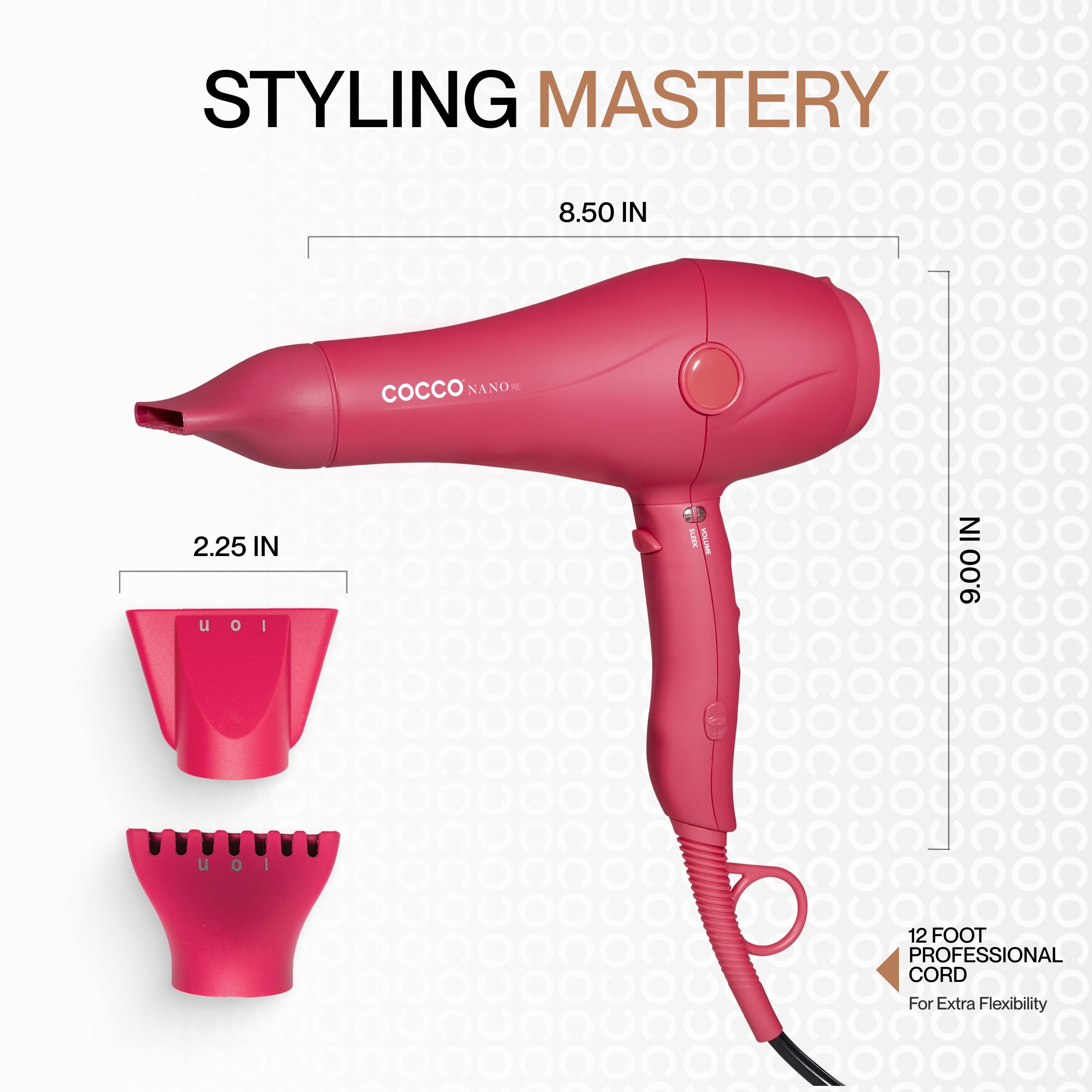 COCCO® Nano Pro Hair Dryer (Pink) Cocco Hair Professional