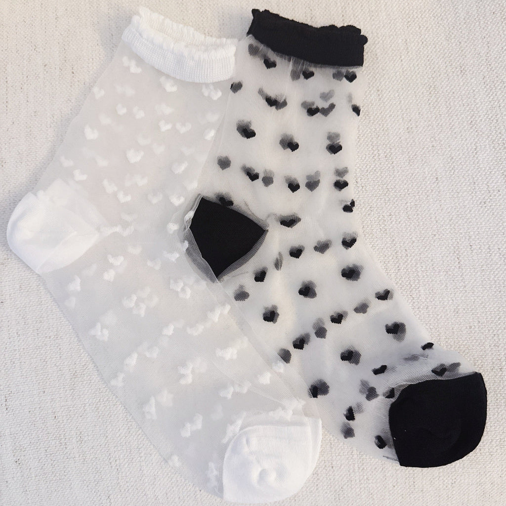 Sweet Hearts Sheer Socks Set Of 2