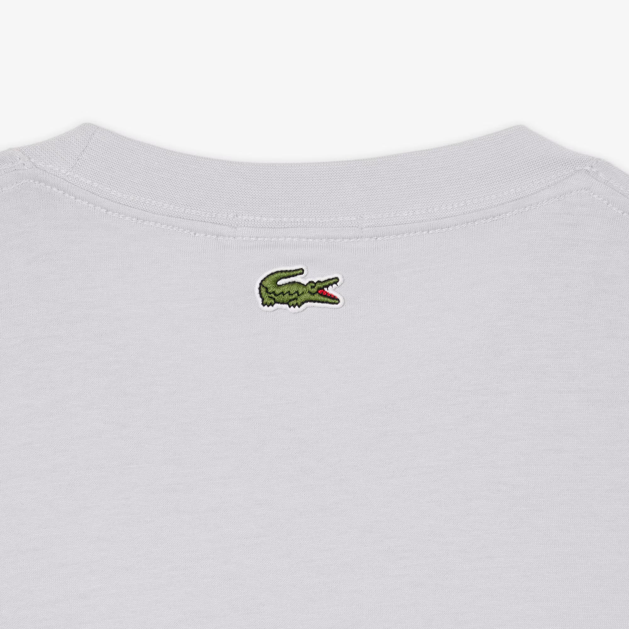 Lacoste Embroidered Cotton Tee - Light Grey