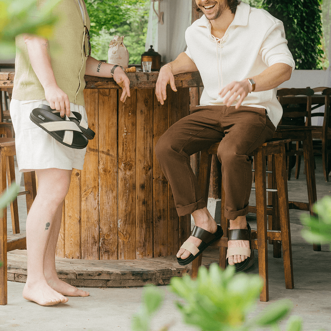 Men's Brown & Tan Cinturini Sandal Del Toro Shoes