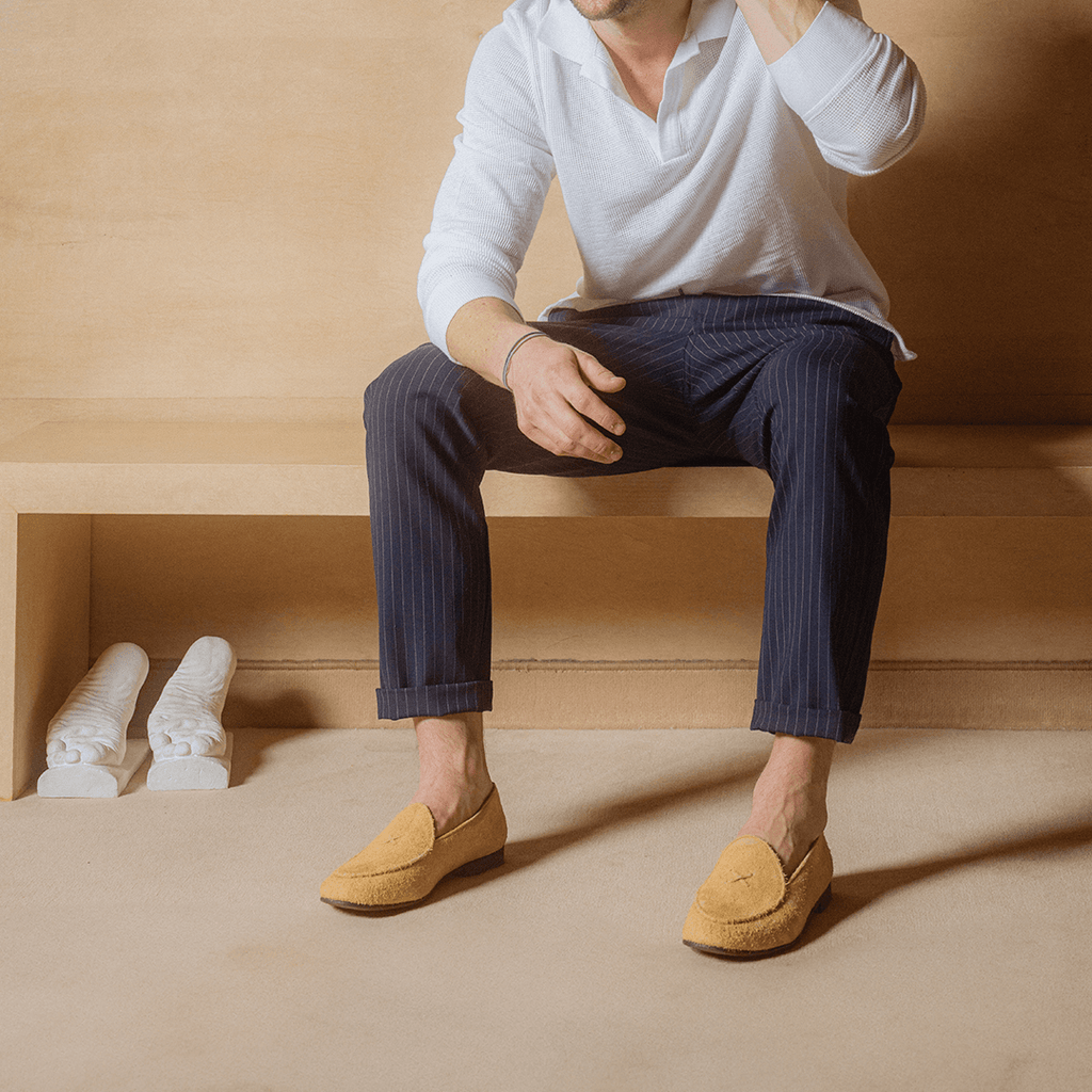Men's Tan Textured Suede Milano Loafer Del Toro Shoes