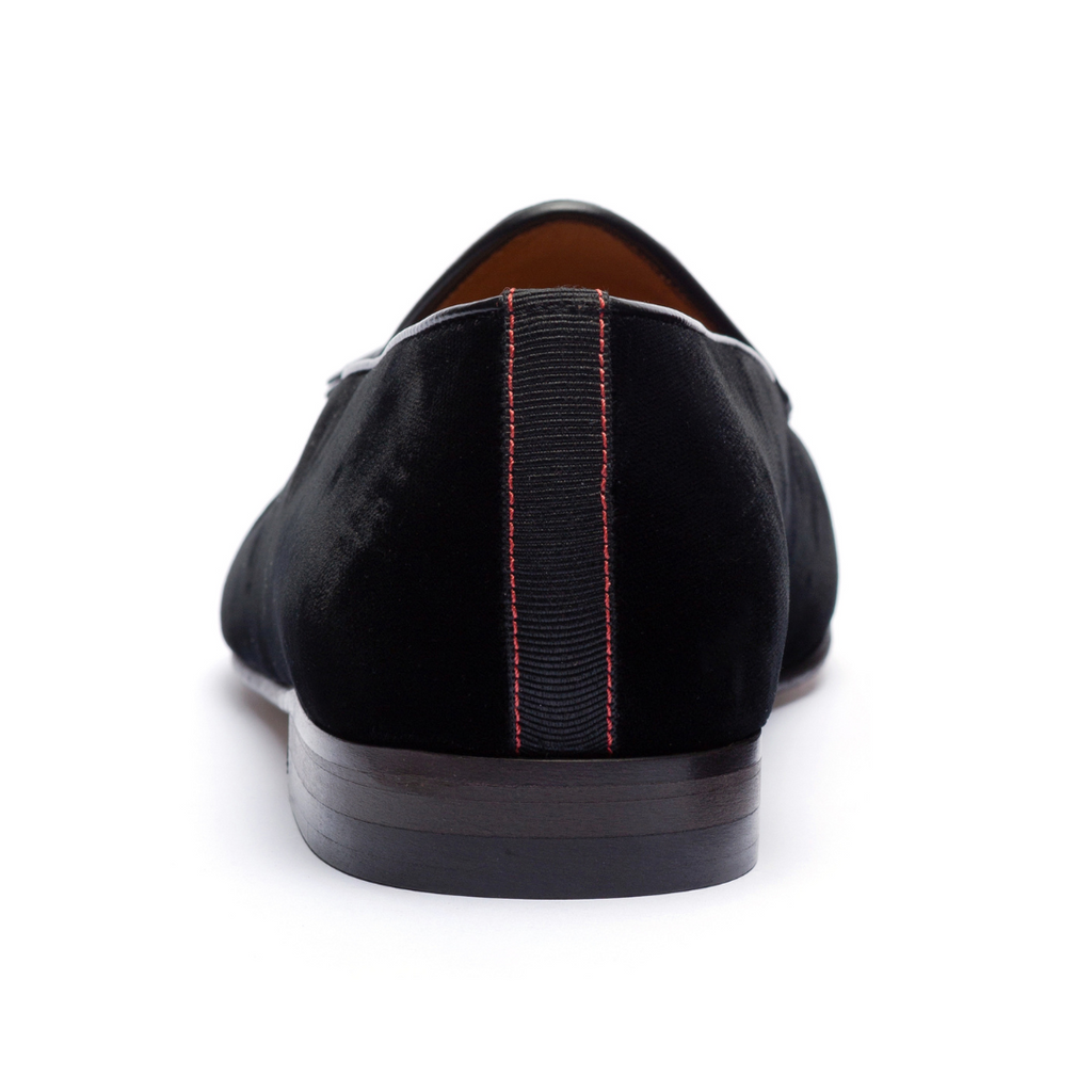 Men's Black Velvet Tassel Loafer Del Toro Shoes