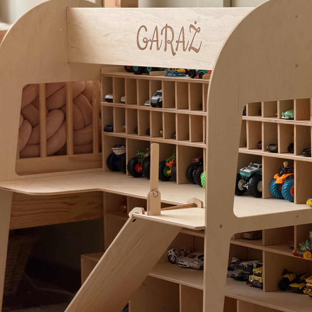 Toy Car Garage Storage - Natural Enjoy The Wood