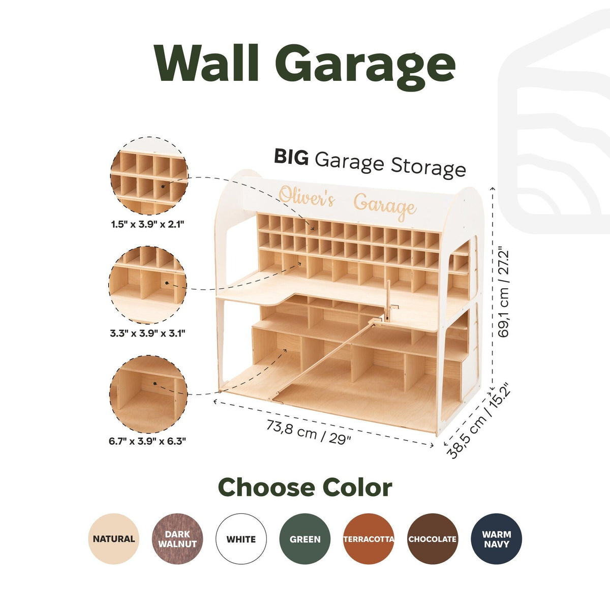 Toy Car Garage Storage - Natural Enjoy The Wood