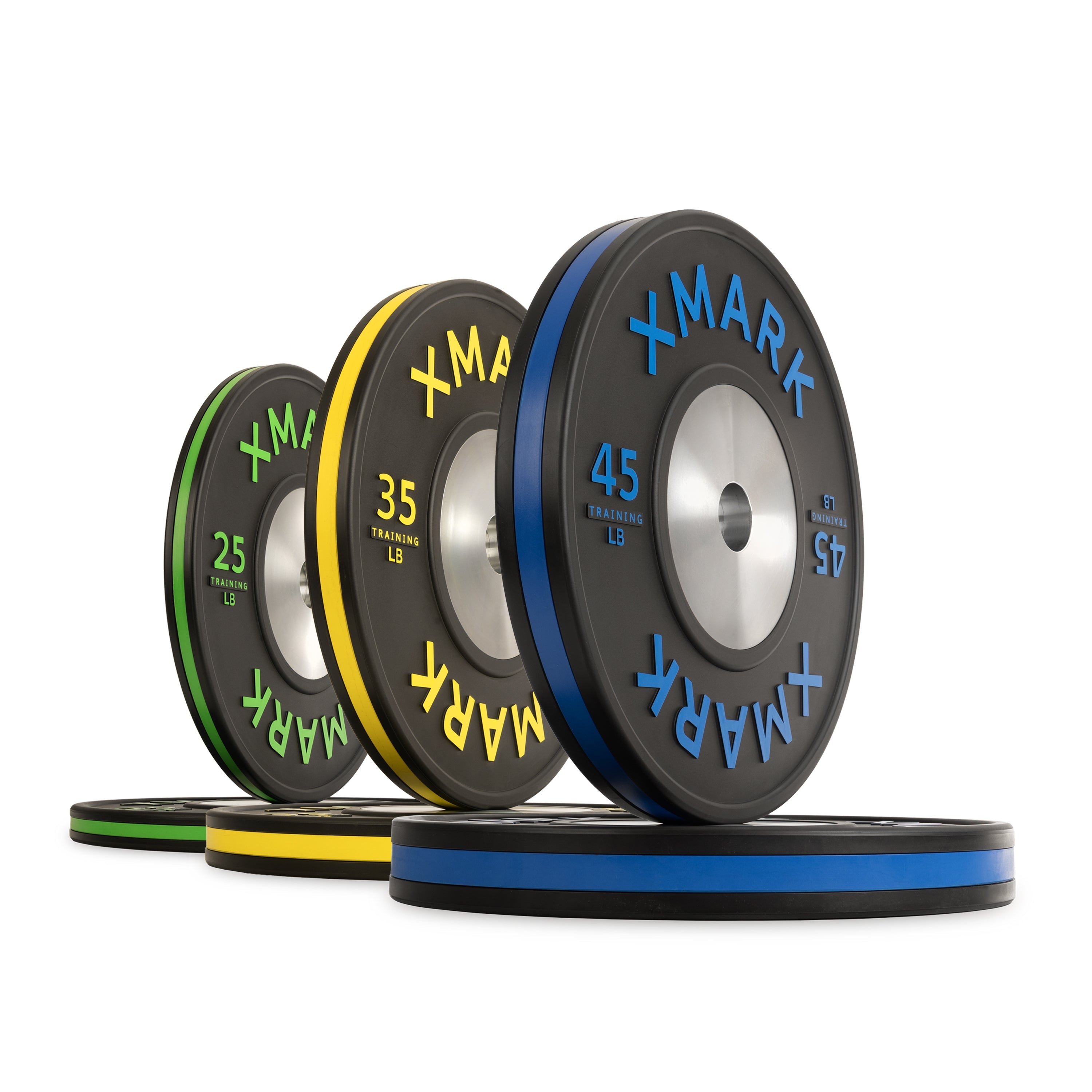 Striped Premium IWF Training Bumper Plates (LB) Pairs and Sets XMARK