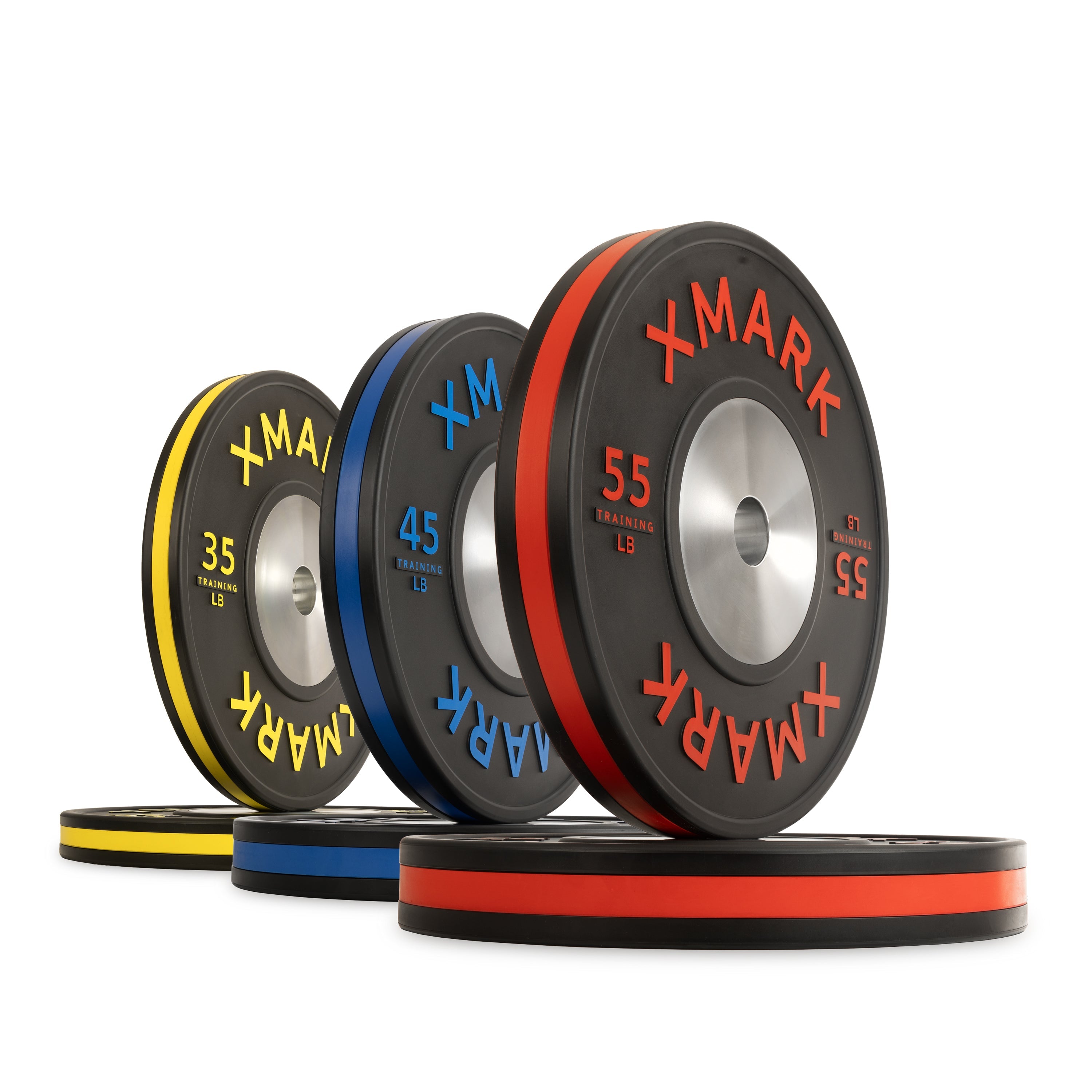 Striped Premium IWF Training Bumper Plates (LB) Pairs and Sets XMARK