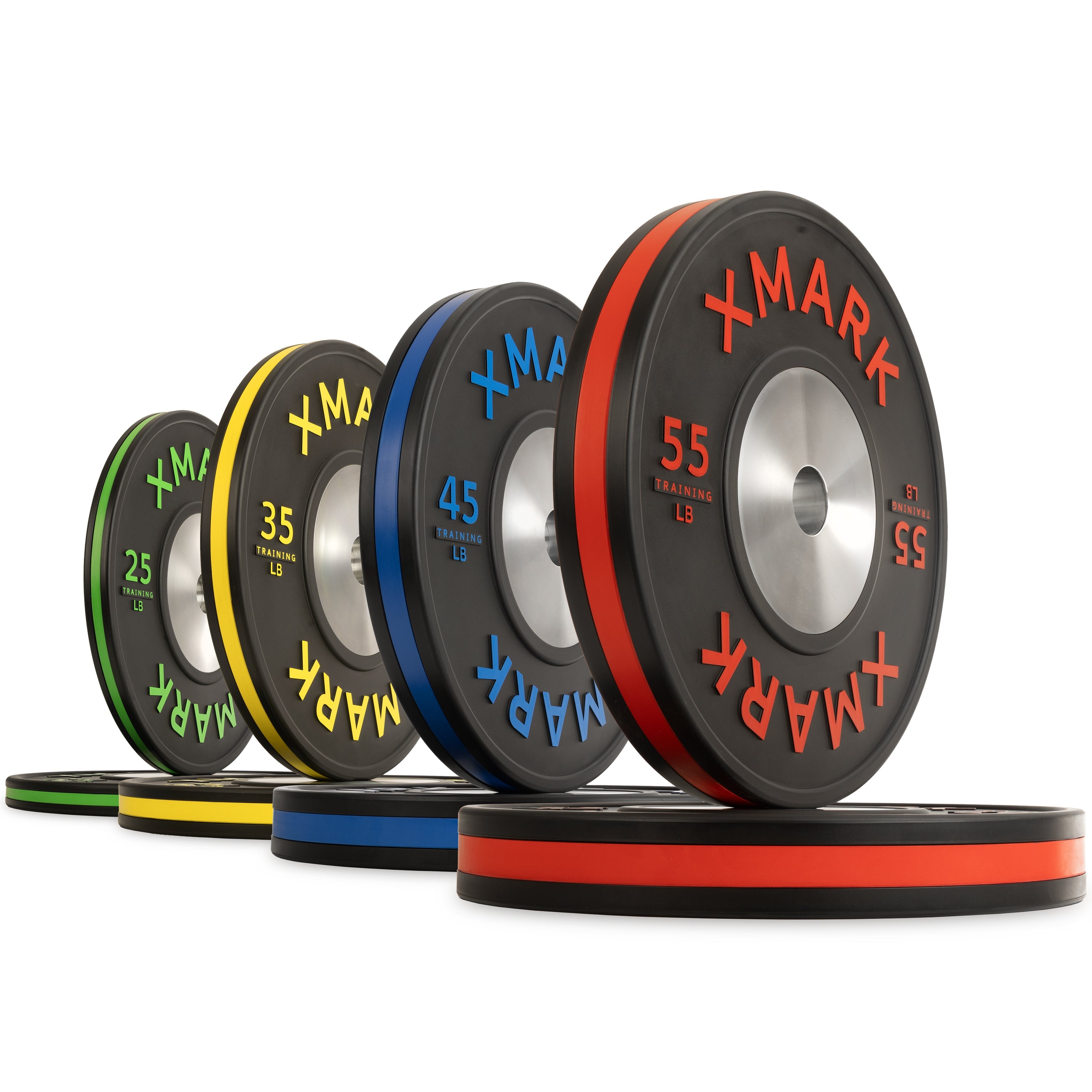 Striped Premium IWF Training Bumper Plates (LB) Pairs and Sets XMARK