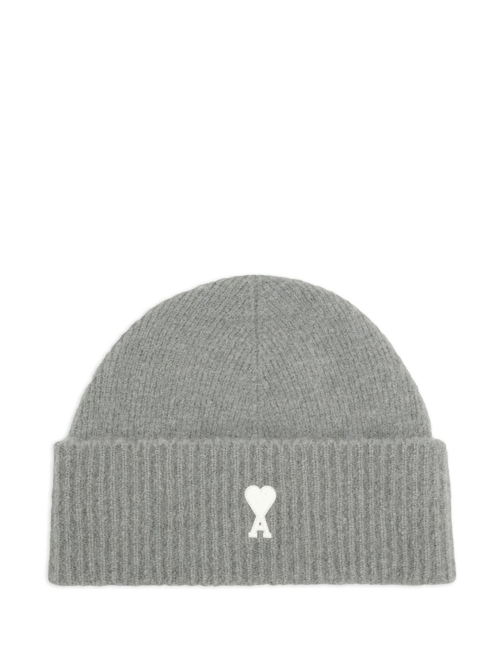 AMI PARIS Ribbed Wool Beanie with Turned-Up Hem