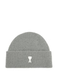 AMI PARIS Ribbed Wool Beanie with Turned-Up Hem