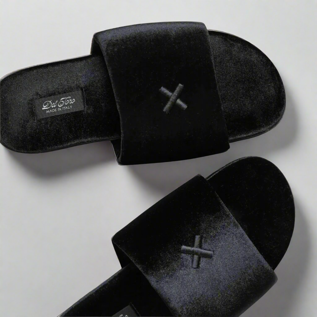 Women's Black Velvet House Slide Del Toro Shoes