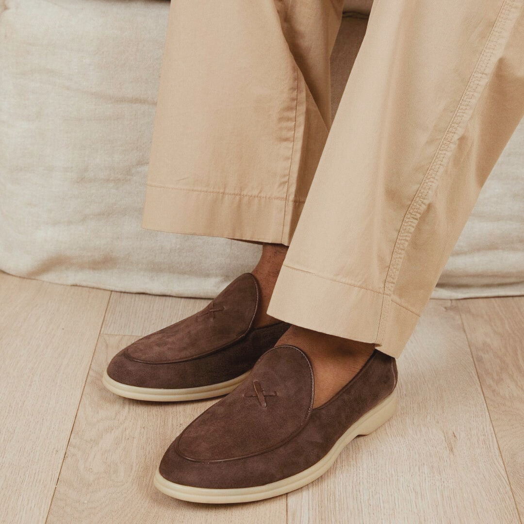 Men's Dark Brown Suede Viaggio Loafer Del Toro Shoes