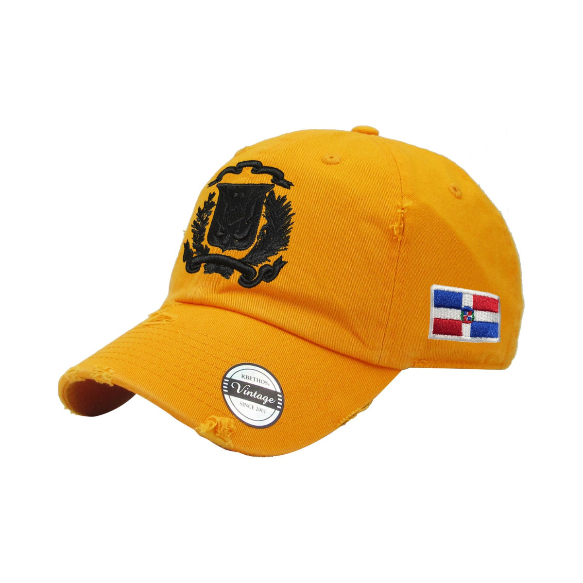 Dominican Republic Embroidered Vintage Dad Hat – Distressed Adjustable Cotton Baseball Cap with Dominican Shield Flag