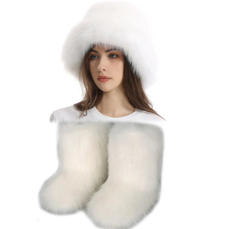 Women's Fur Snow Boots with Hat. BLAKESTORE-NG