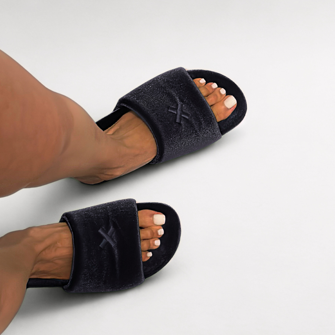 Women's Black Velvet House Slide Del Toro Shoes