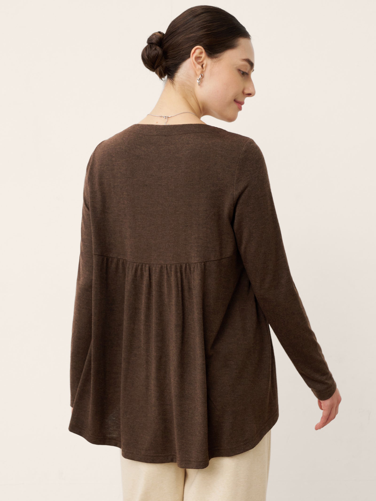 Wool Panelled Ruched Asymmetric Hem Top KALISTA LINTICO