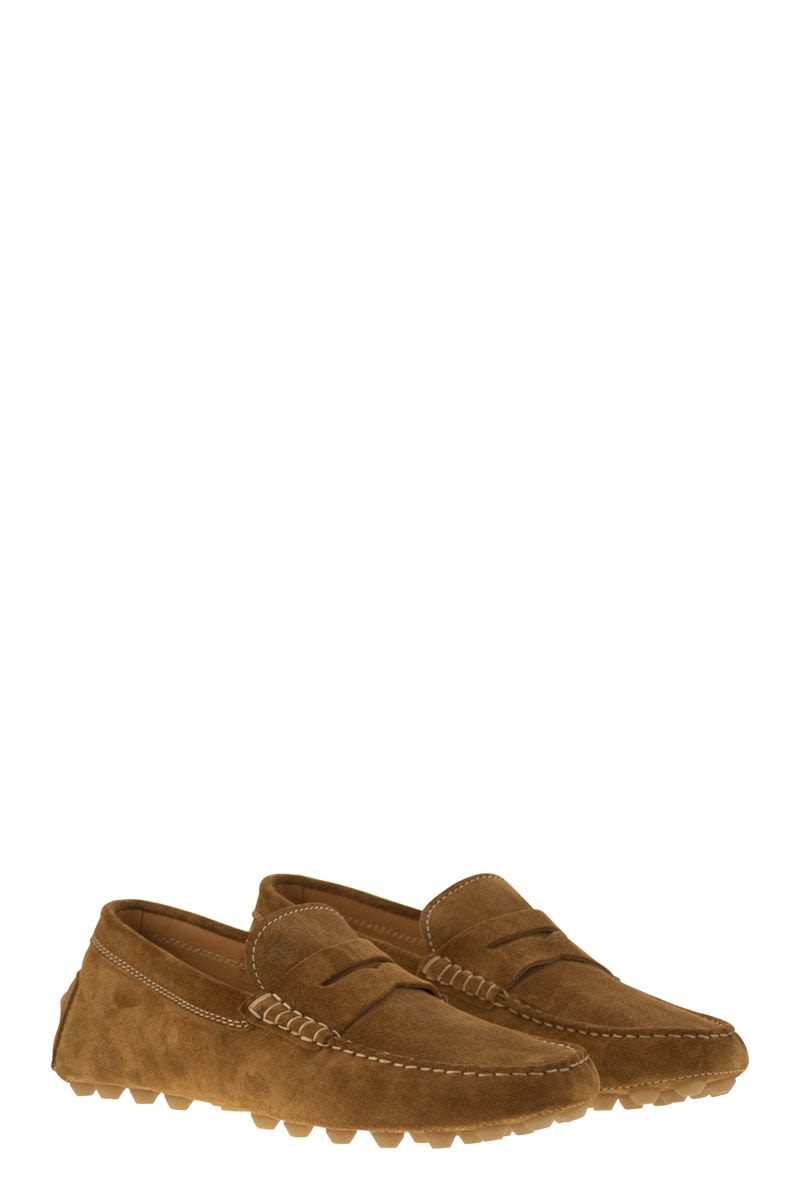 TOD'S Men's Suede Moccasin with Embossed Monogram - 2 cm Heel Banlieue91