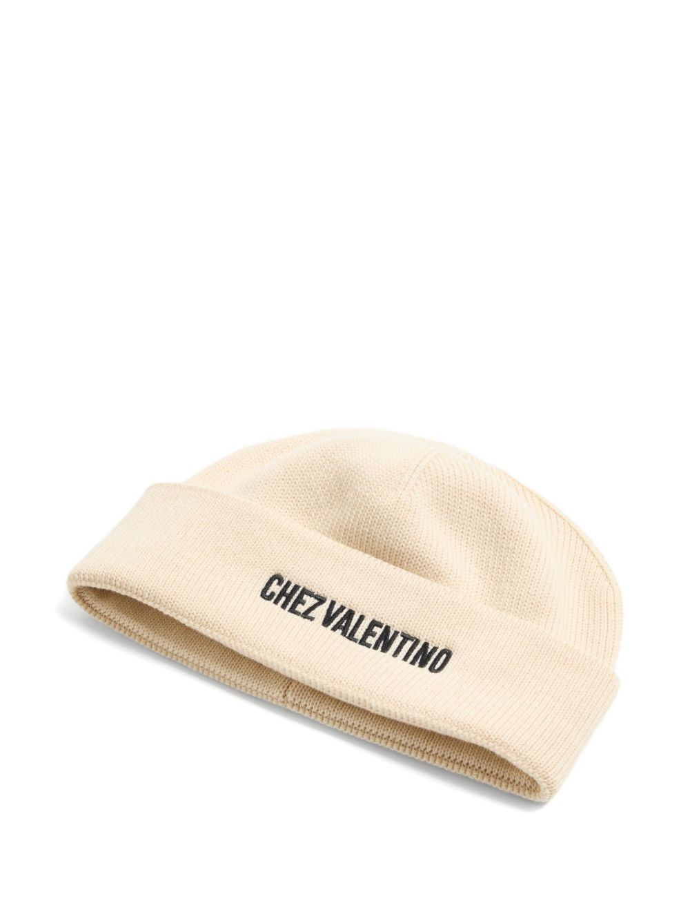 VALENTINO GARAVANI Cotton and Wool Beanie with Turn-Up Brim