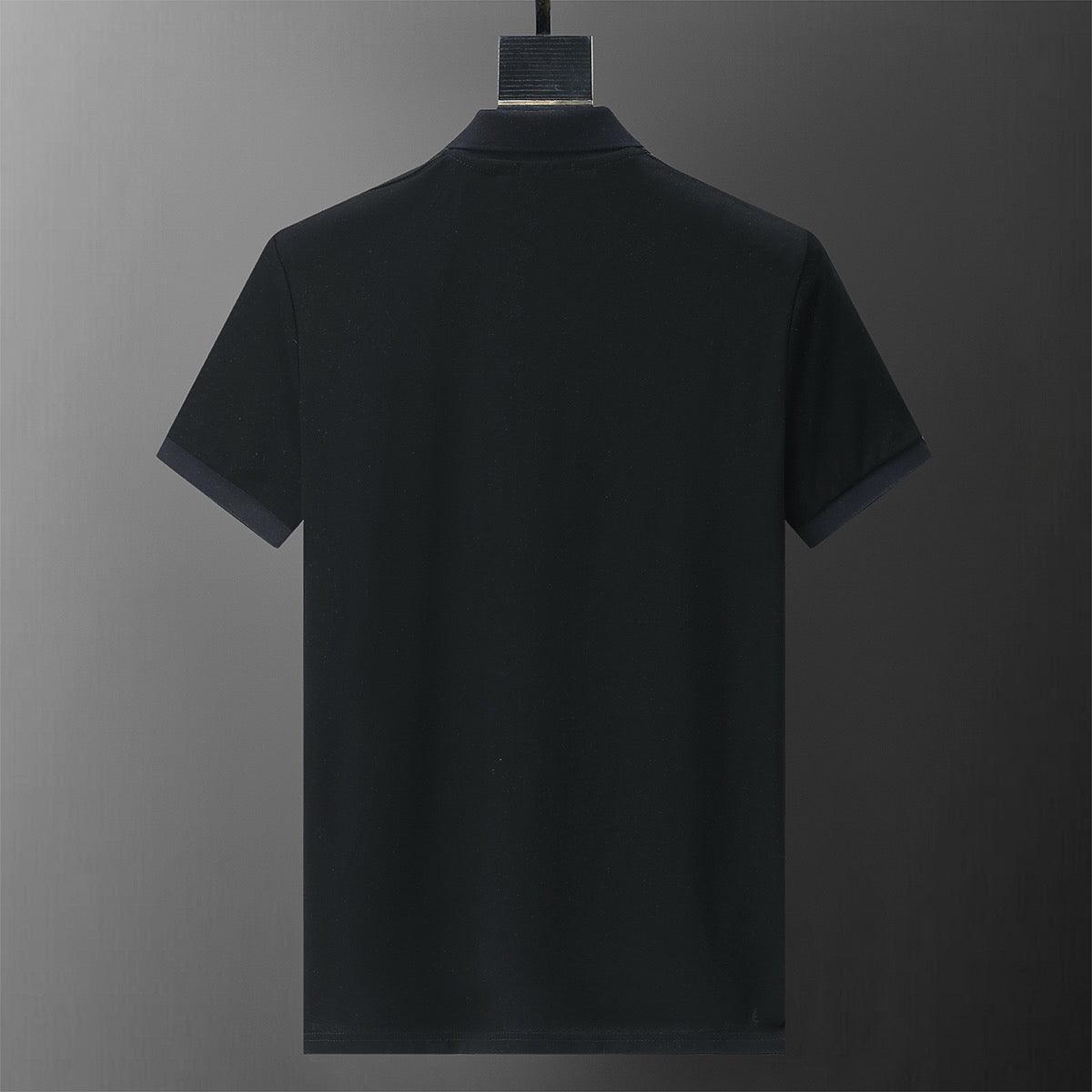 Moncler Black T-Shirt with Collar Banlieue91