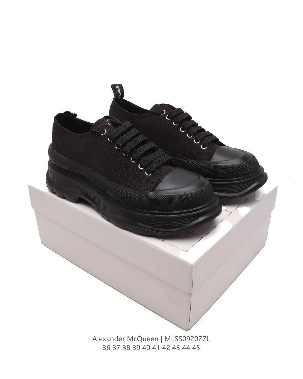 Alexander McQueen Women Tread Slick lace-up Sneakers 'Black'