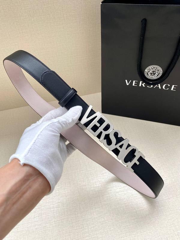 Versace Women's Leather Logo Decorated Buckle Belt Banlieue91