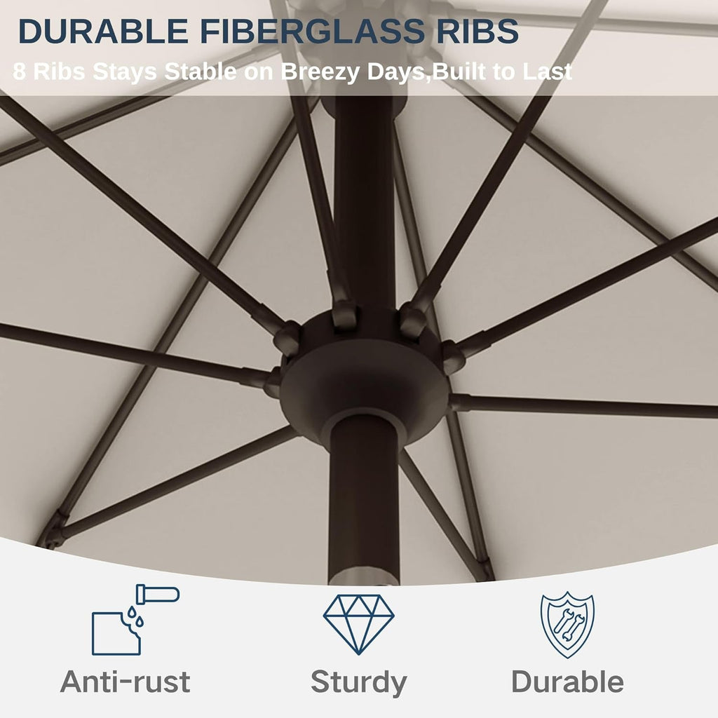 11Ft Creamy White Patio Umbrella Outdoor Tilt All Weather
