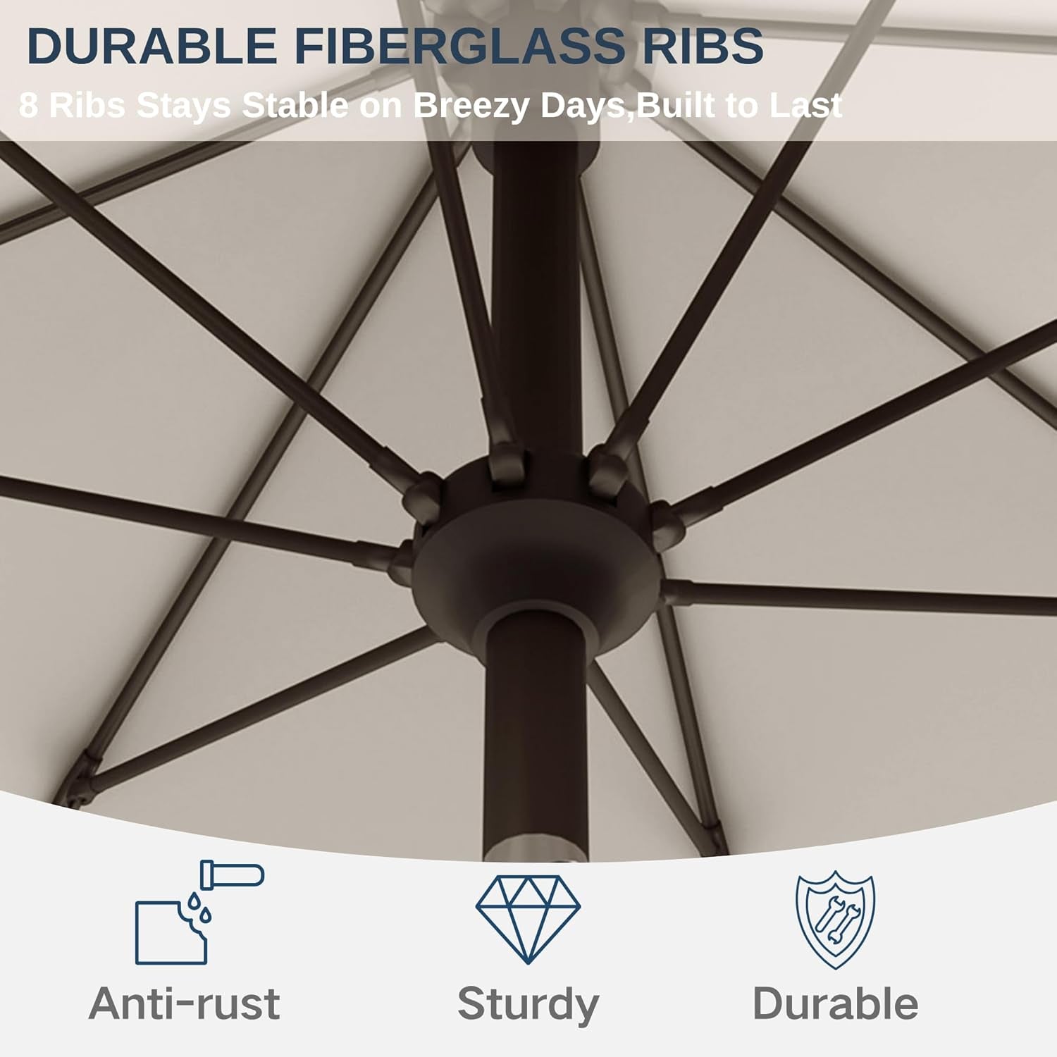 11Ft Creamy White Patio Umbrella Outdoor Tilt All Weather