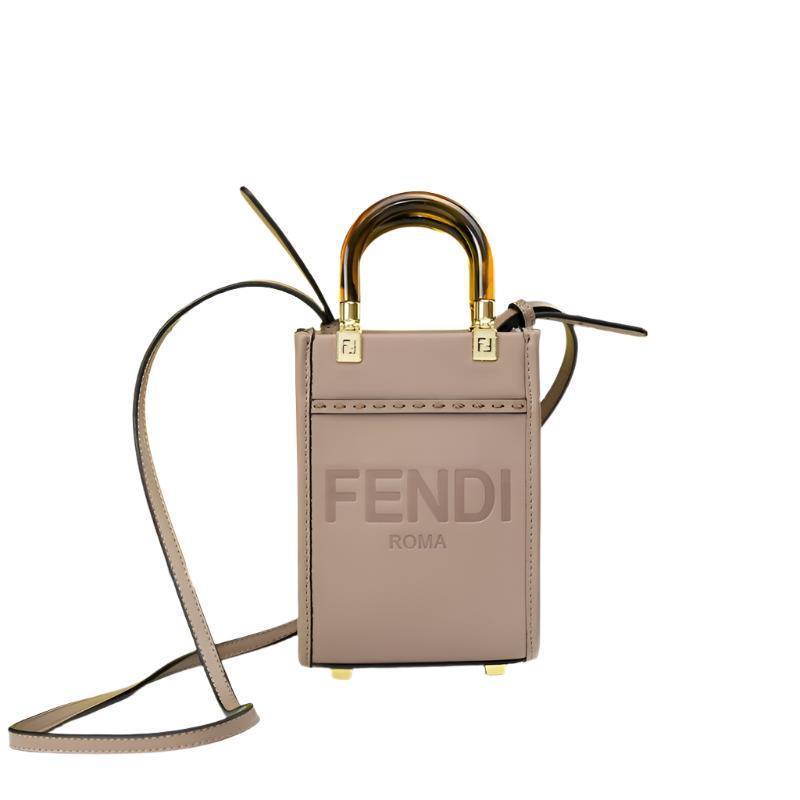 Fendi  Vitello King Plexiglass Logo Embossed Mini Fendi Sunshine Shopper Tote