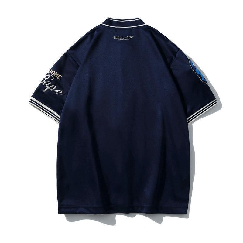 BATHNIG APE Men's BASEBALL JERSEY SHIRT Navy / Ivory / White Banlieue91